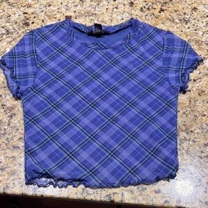 Forever 21 Blue Plaid Short Sleeve Tee